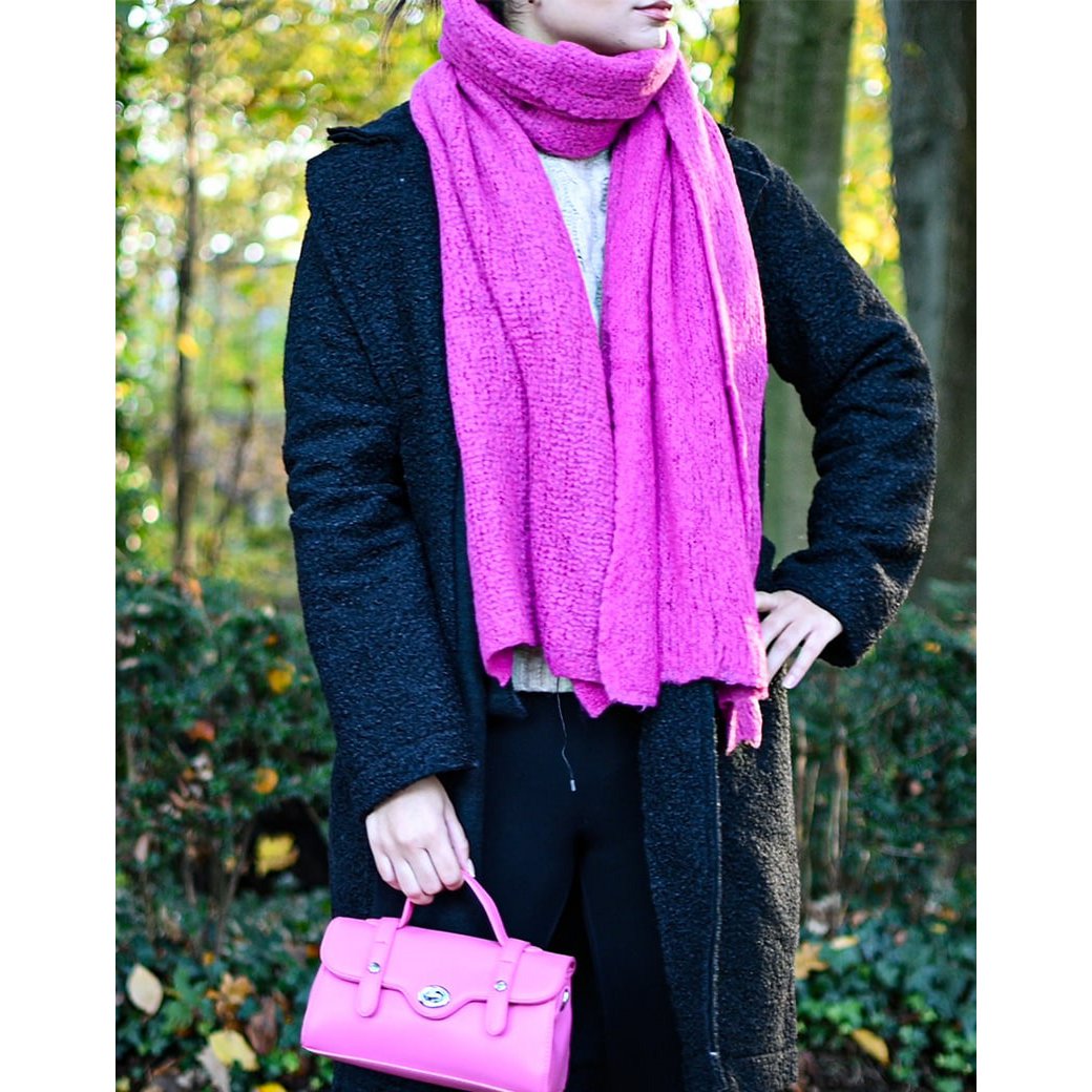 COOSZ_gebreide wollen sjaal roze