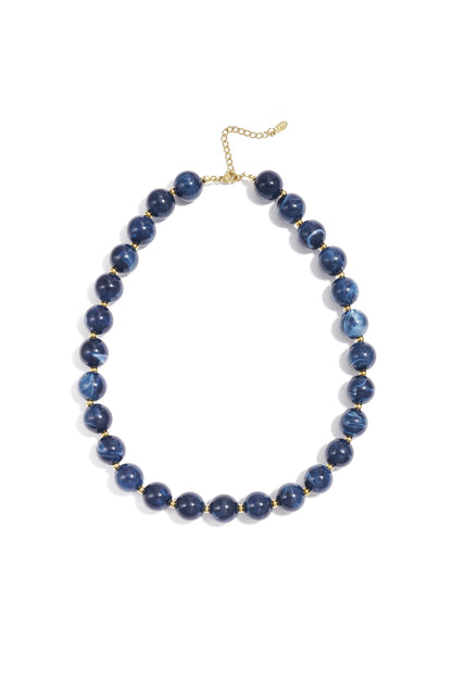 Bead necklace with gold beads 13.5mm