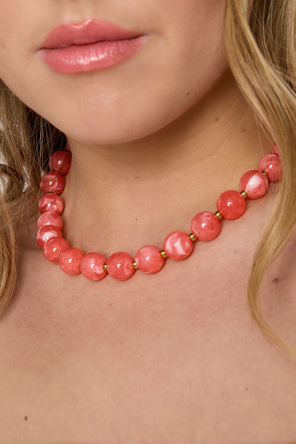 Bead necklace with gold beads 13.5mm