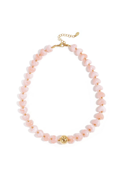 Statement necklace with heart-shaped beads