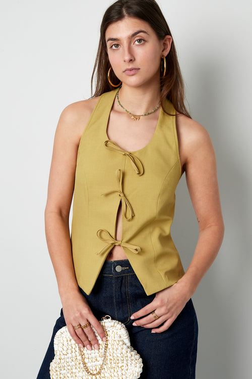 Woven Polyester Fiber Women's Sleeveless Top Casual Bow Detail
