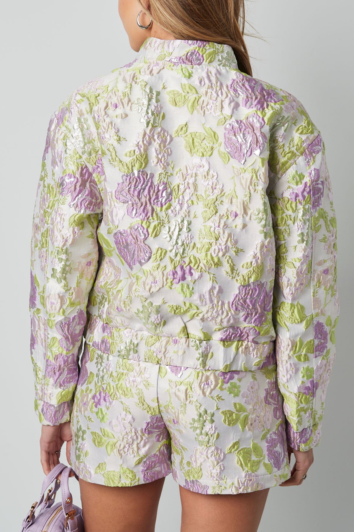 Polyester Women's Cropped Jacket Floral Print Sporty