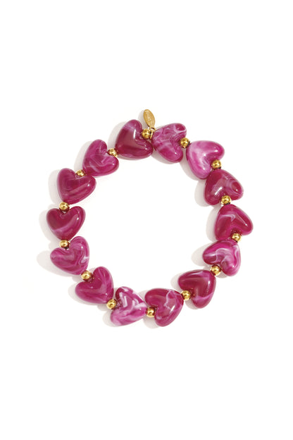 Elastieken hartjes kralenarmband