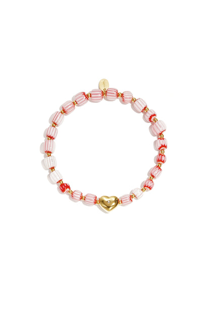 Armband van kralen met hartvormig centerpiece