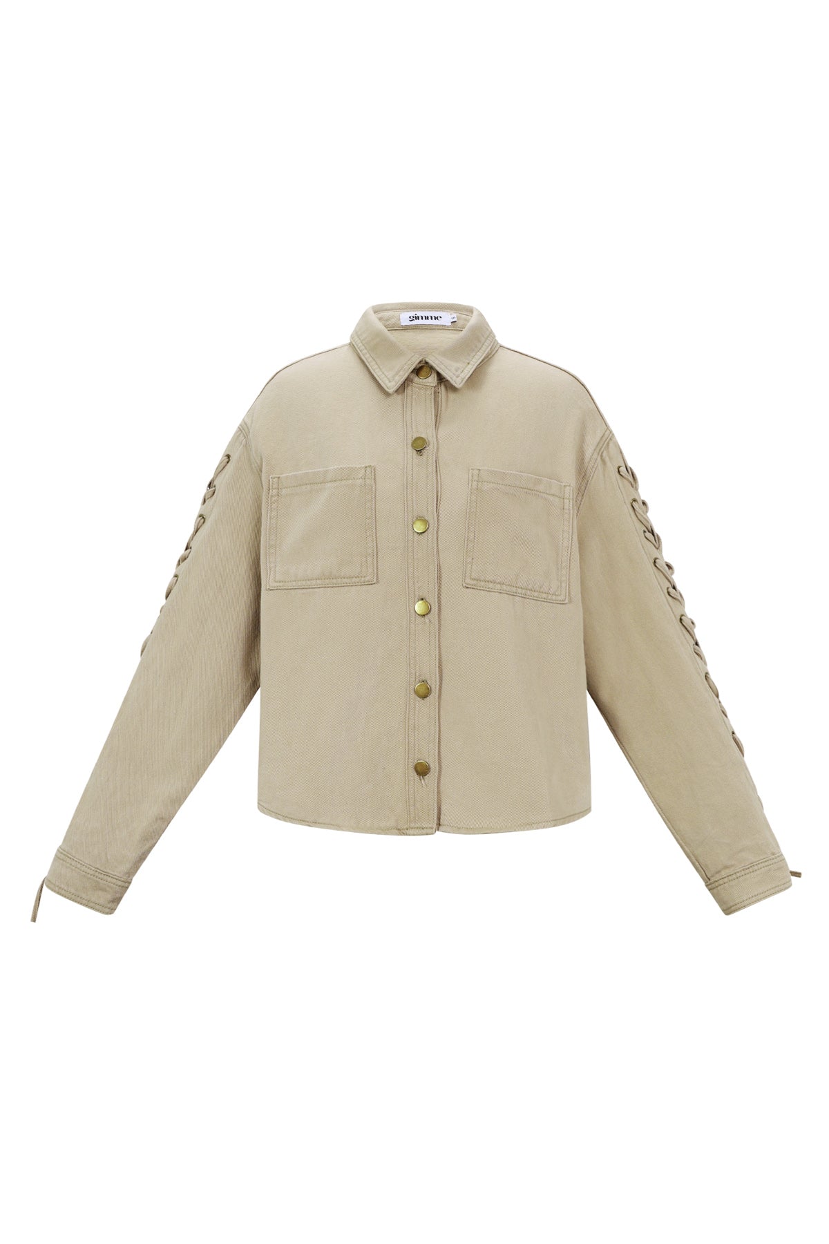Woven Cotton Women's Denim Jacket Casual Tie-up