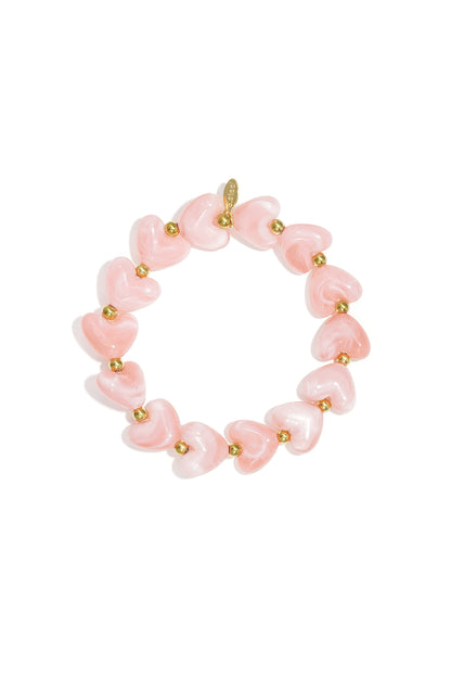 Elastieken hartjes kralenarmband