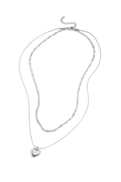 Layered necklace with heart charm