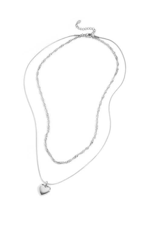 Layered necklace with heart charm