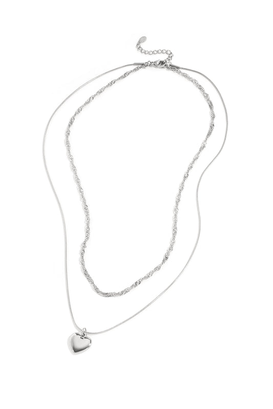Layered necklace with heart charm