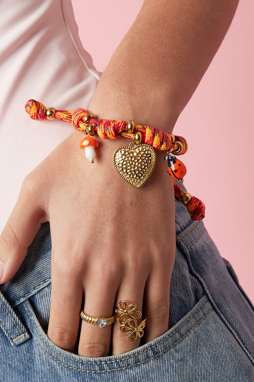 Armbanden met touwbedeltjes in de vorm van een hartje, casual, dagelijks en romantisch, dames sieraden
