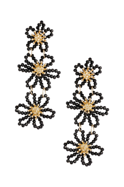 Flower party statement earrings - orange/purple