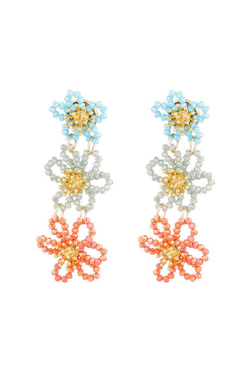 Flower party statement earrings - orange/purple