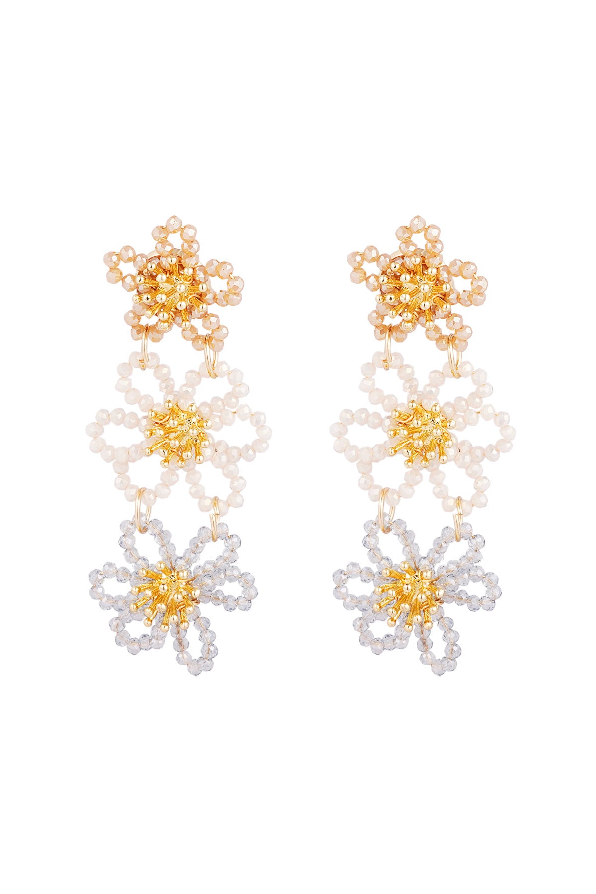 Flower party statement earrings - orange/purple