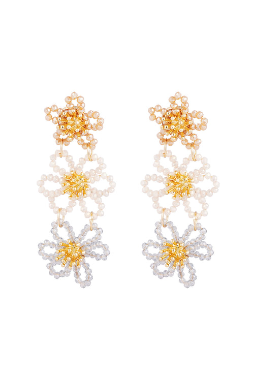 Flower party statement earrings - orange/purple