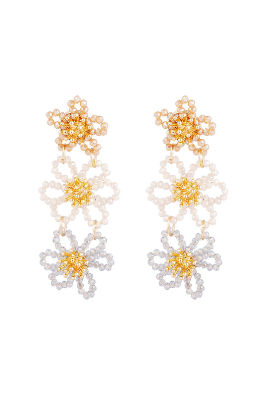 Flower party statement earrings - orange/purple