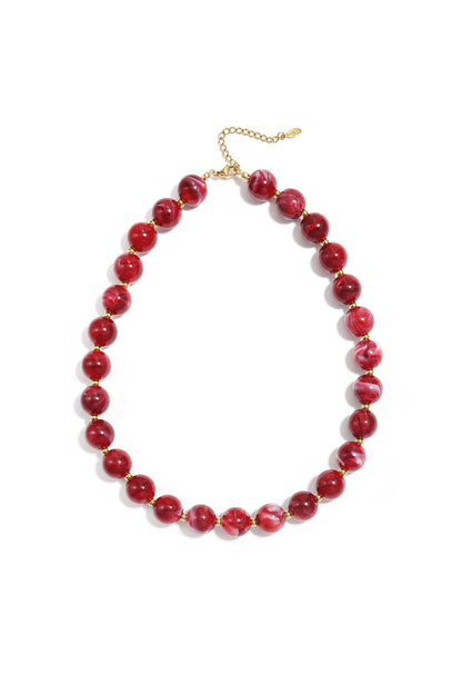 Bead necklace with gold beads 13.5mm