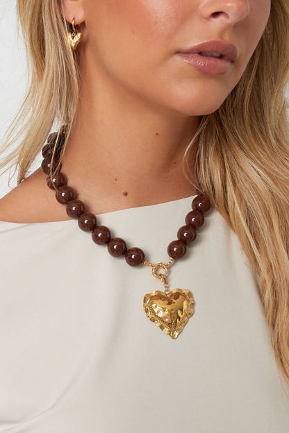 Ketting met grote kralen en frontsluiting-15mm