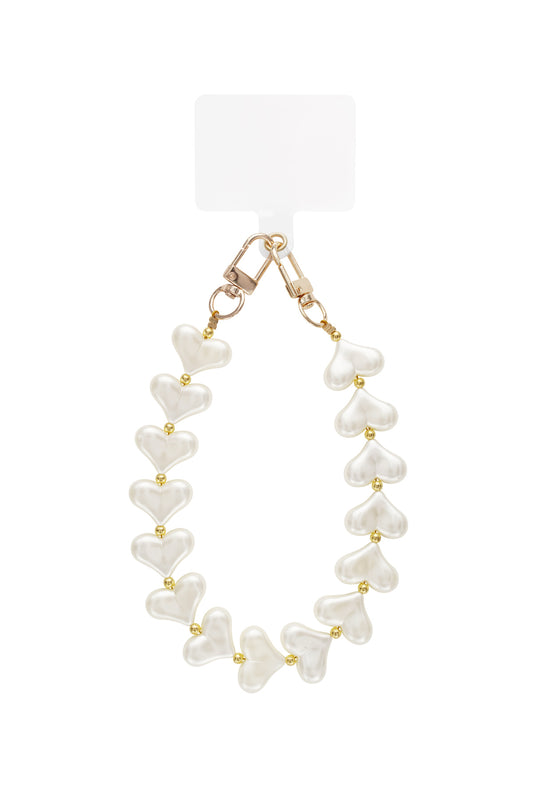 Trendy phone cord with pearled hearts