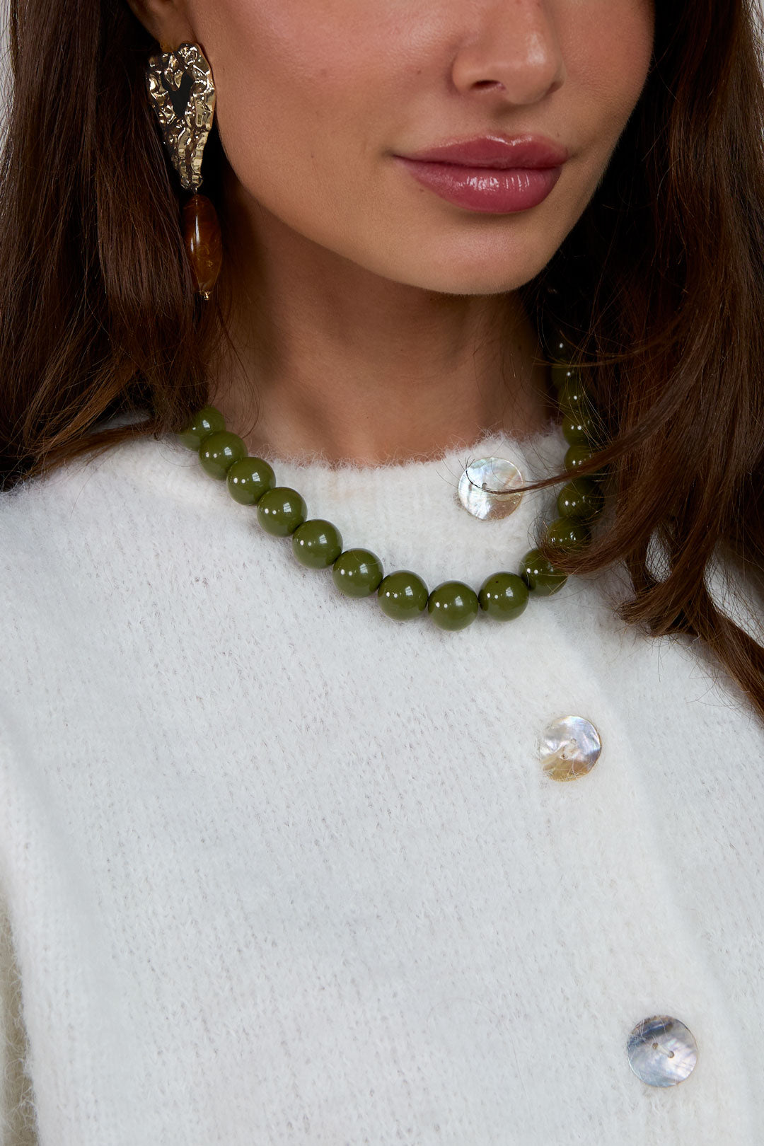 Ketting met grote kralen en frontsluiting-15mm