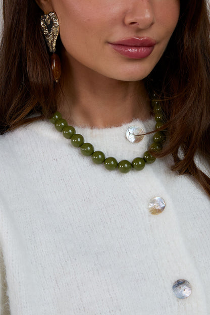 Ketting met grote kralen en frontsluiting-15mm