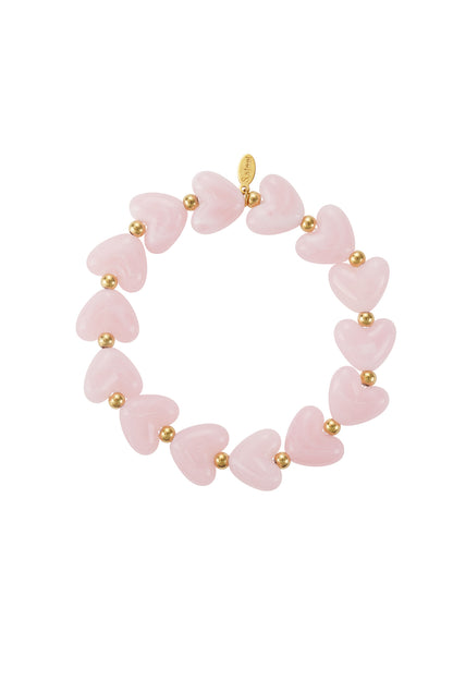Elastieken hartjes kralenarmband