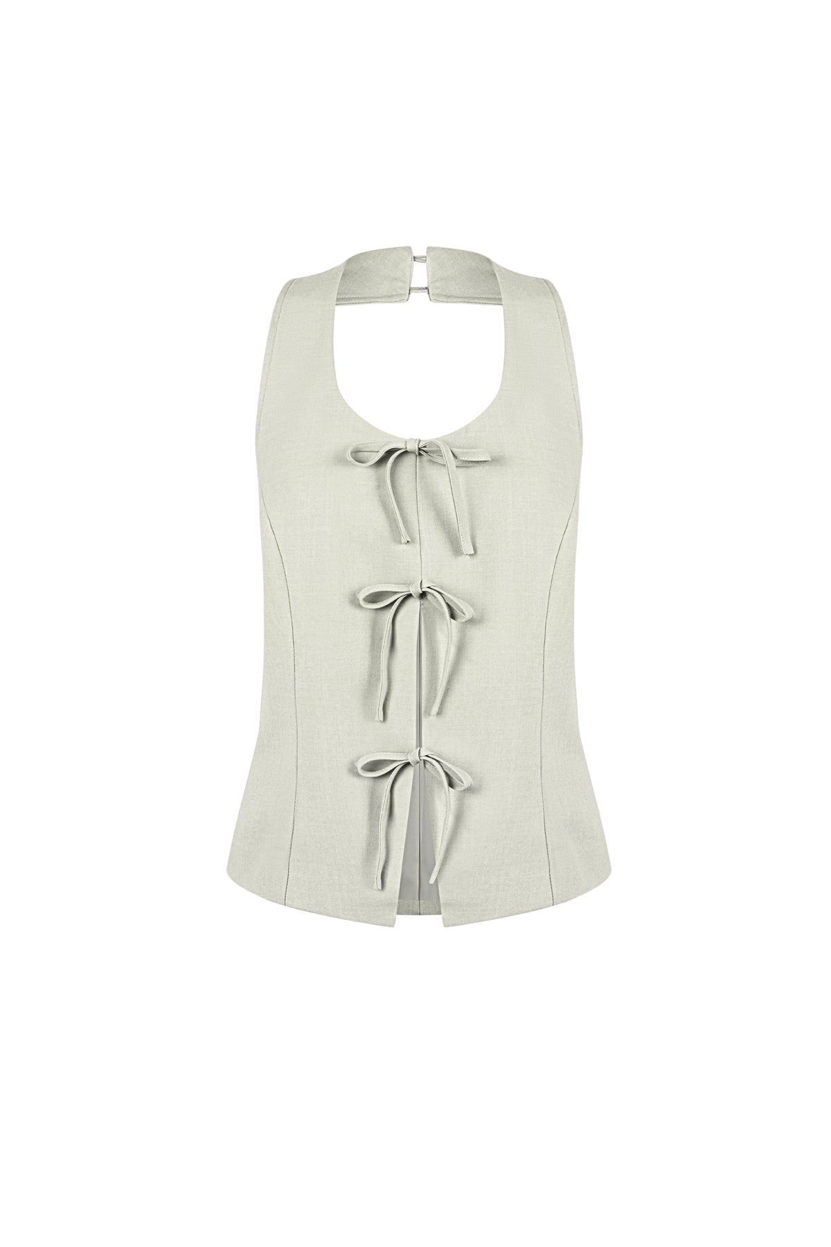 Woven Polyester Fiber Women's Sleeveless Top Casual Bow Detail