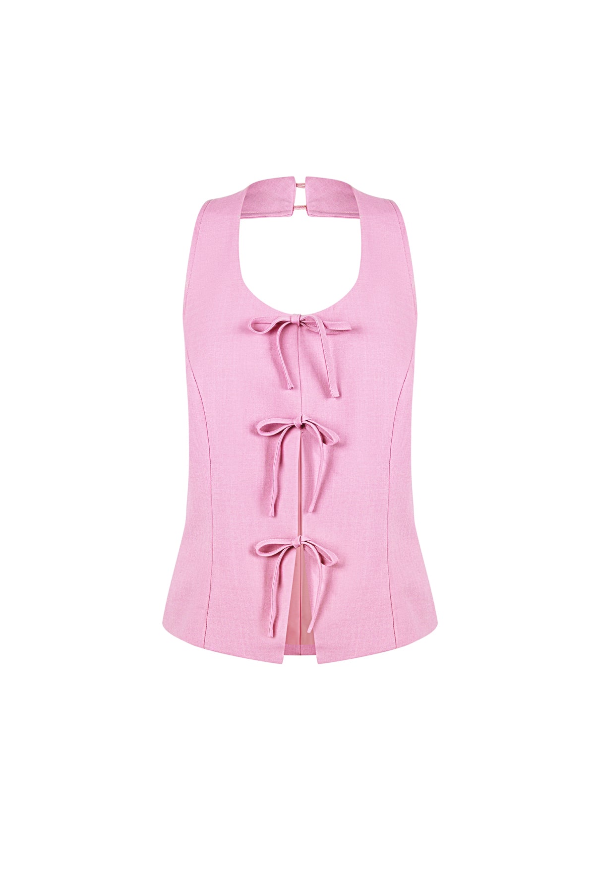 Woven Polyester Fiber Women's Sleeveless Top Casual Bow Detail