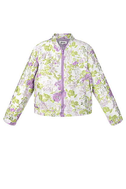 Polyester Women's Cropped Jacket Floral Print Sporty