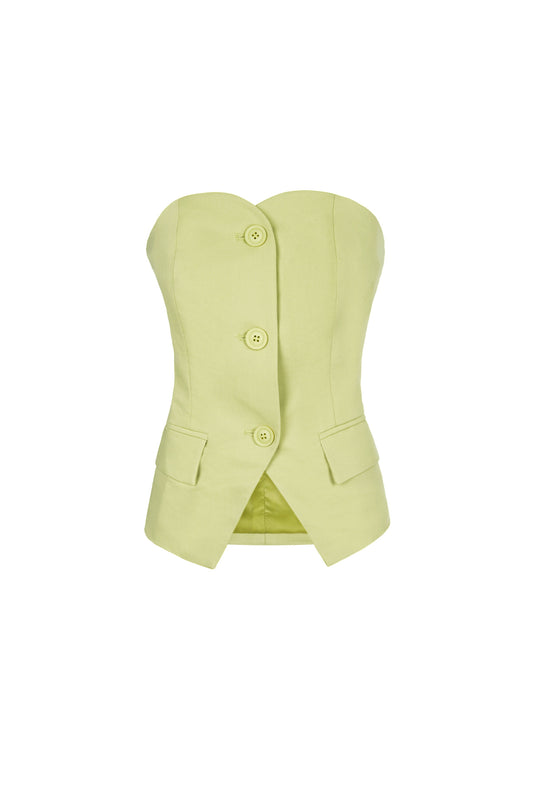 Polyester Women's Sleeveless Top Structured Buttoned Design
