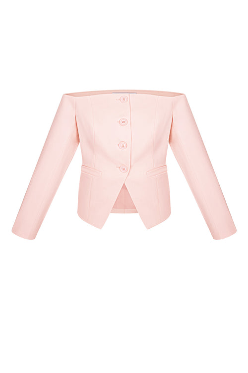 Polyester Women's Off-Shoulder Long Sleeve Top Buttoned Front Design