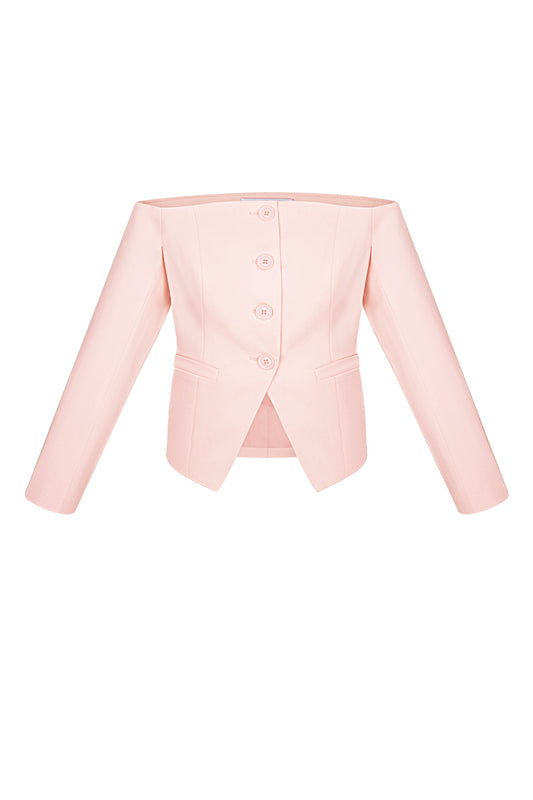 Polyester Women's Off-Shoulder Long Sleeve Top Buttoned Front Design