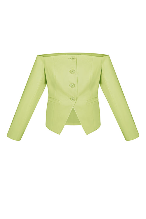 Polyester Women's Off-Shoulder Long Sleeve Top Buttoned Front Design