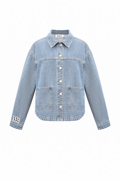 Denim Women's Jacket Classic Fit with Brand Logo Patch