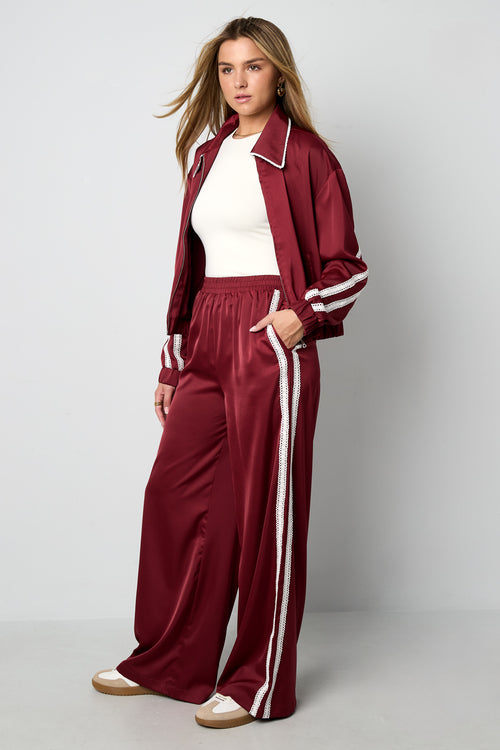 Woven Polyester Fiber Women's Straight Leg Pants Sporty Color Clash