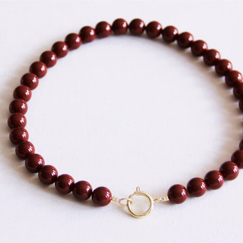 COOSZ_Bazou_kralen ketting XL bruin - bordeaux
