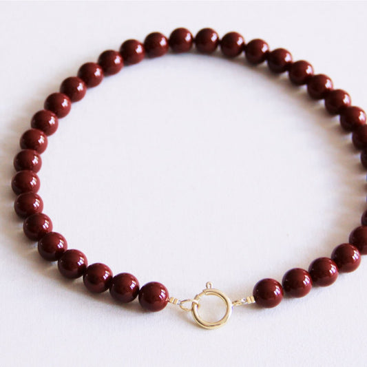 COOSZ_Bazou_kralen ketting XL bruin - bordeaux
