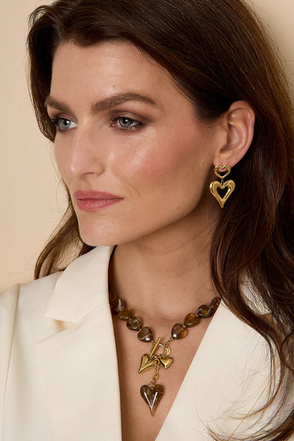 Kralenketting met hangende harten charms