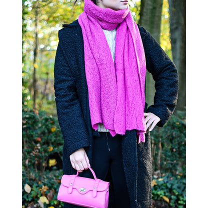 COOSZ_gebreide wollen sjaal roze