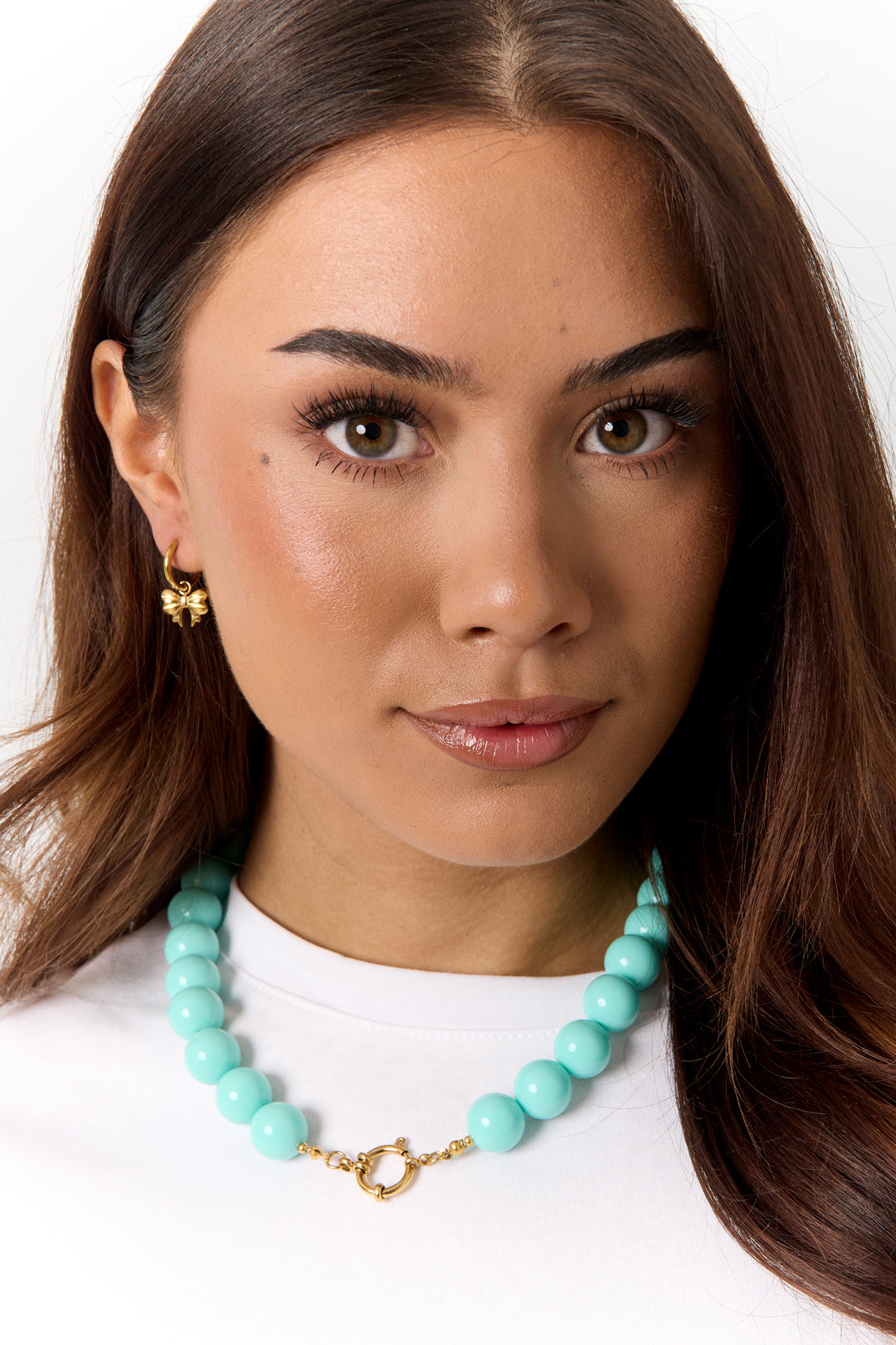 Ketting met grote kralen en frontsluiting-15mm