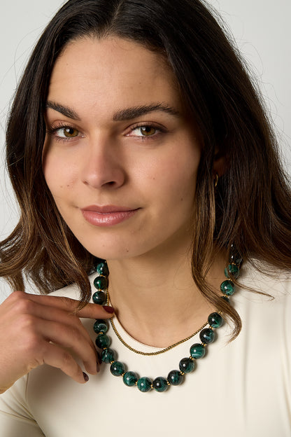 Bead necklace with gold beads 13.5mm