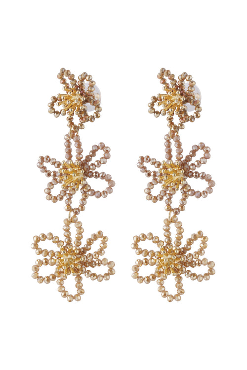 Flower party statement earrings - orange/purple
