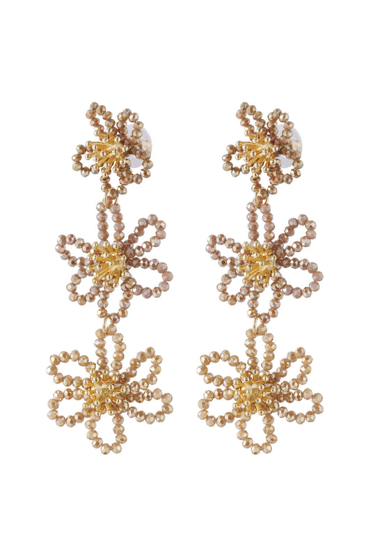 Flower party statement earrings - orange/purple