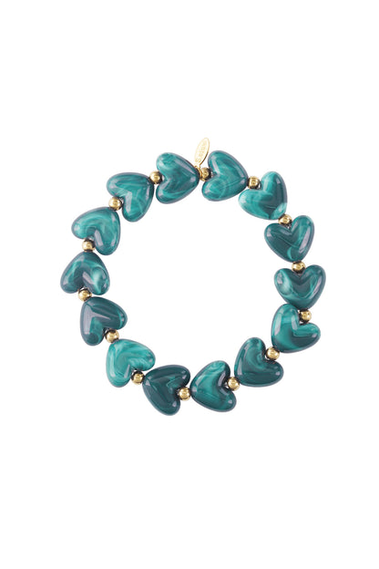 Elastieken hartjes kralenarmband