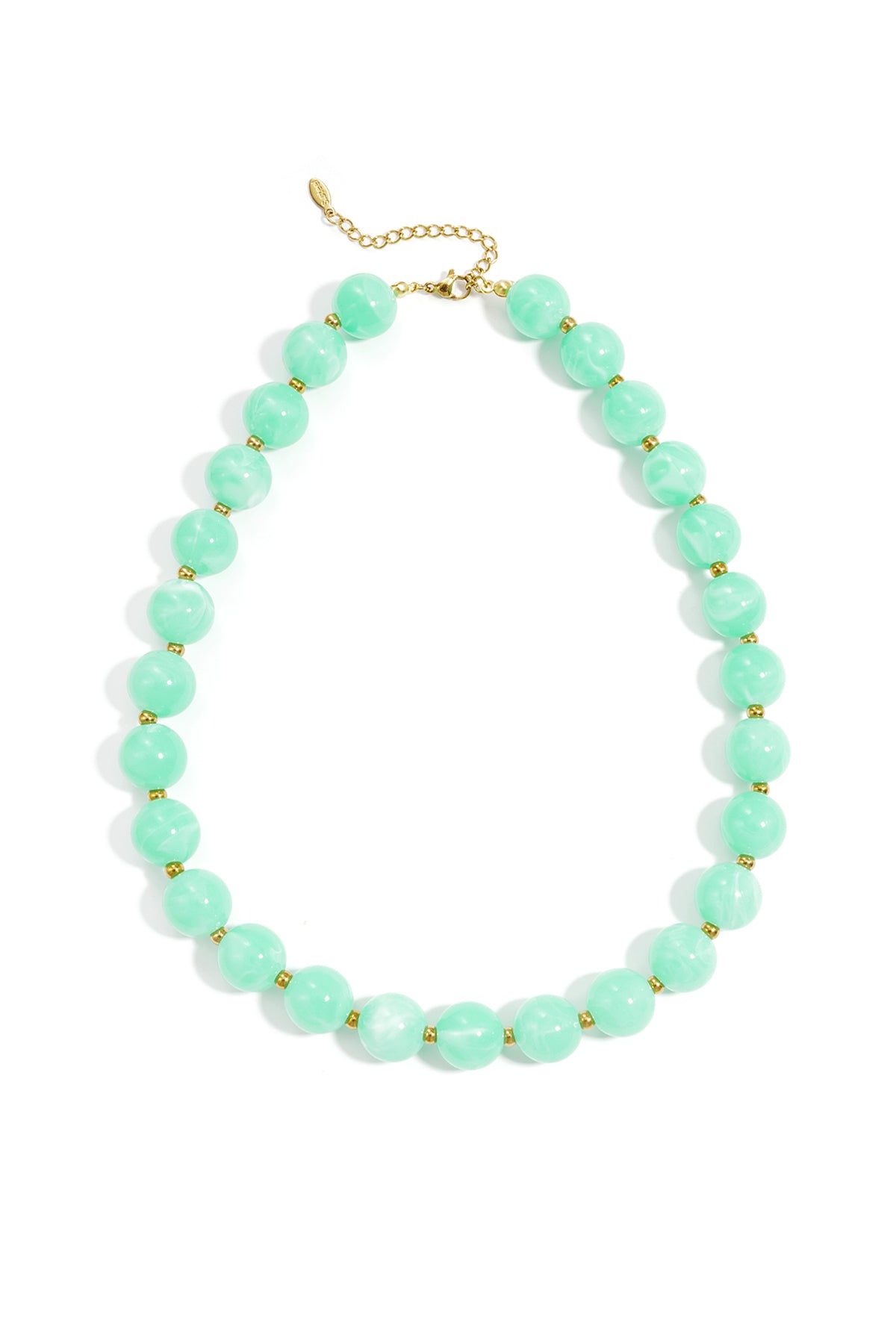 Bead necklace with gold beads 13.5mm