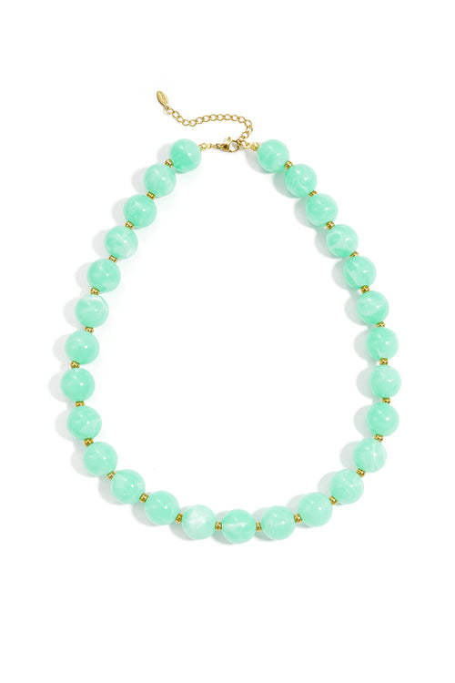 Bead necklace with gold beads 13.5mm