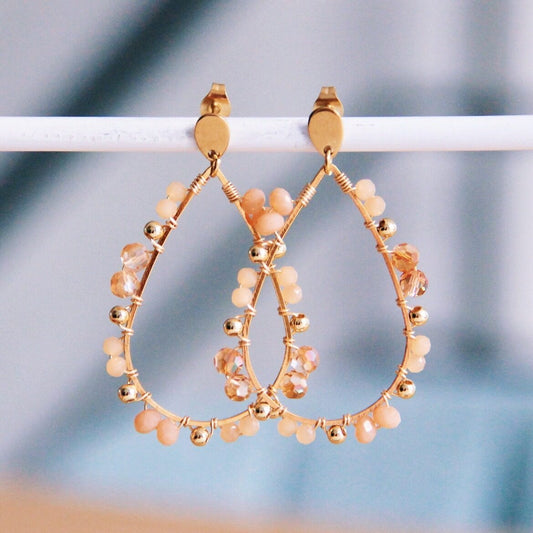 DROP oorbel met facetjes - peach