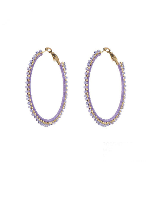 Paarse oorbellen met miyuki beads