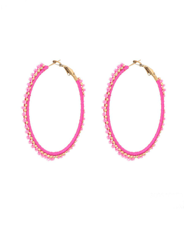 Roze oorbellen met miyuki beads