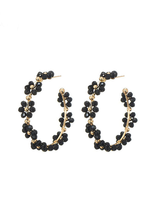 Statement oorbellen bloem zwart