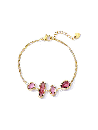 Armband Stainless steel met Glaskristal – Roze & Rood